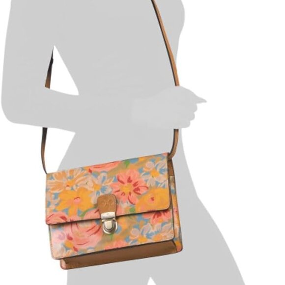 Patricia Nash Locri Citrus Rose Flowers Leather Crossbody / Satchel Convertible - Picture 4 of 4
